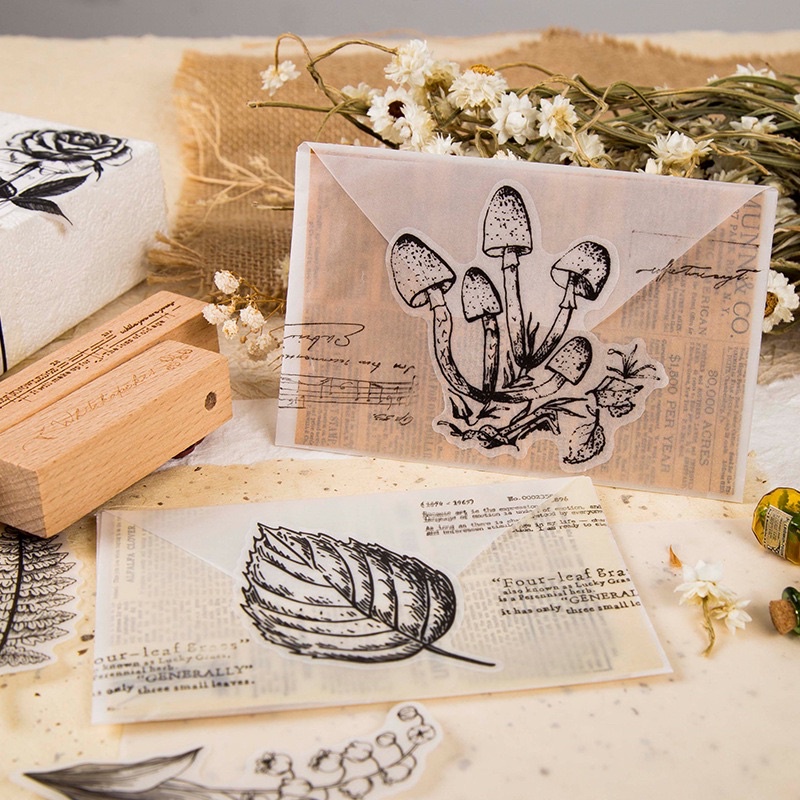 Gói nhãn dán sticker hoa lá màu đen trắng Tả Bí Lù Store