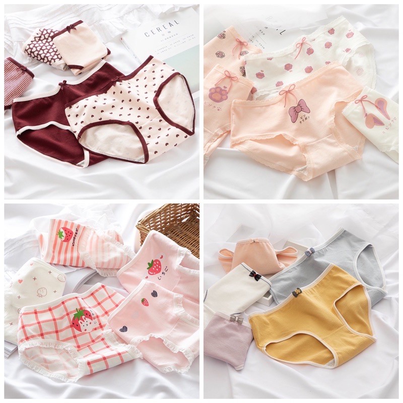 SET 5 Quần Lót Cotton Nâng Mông Thông Hơi Hoạ Tiết Dễ Thương