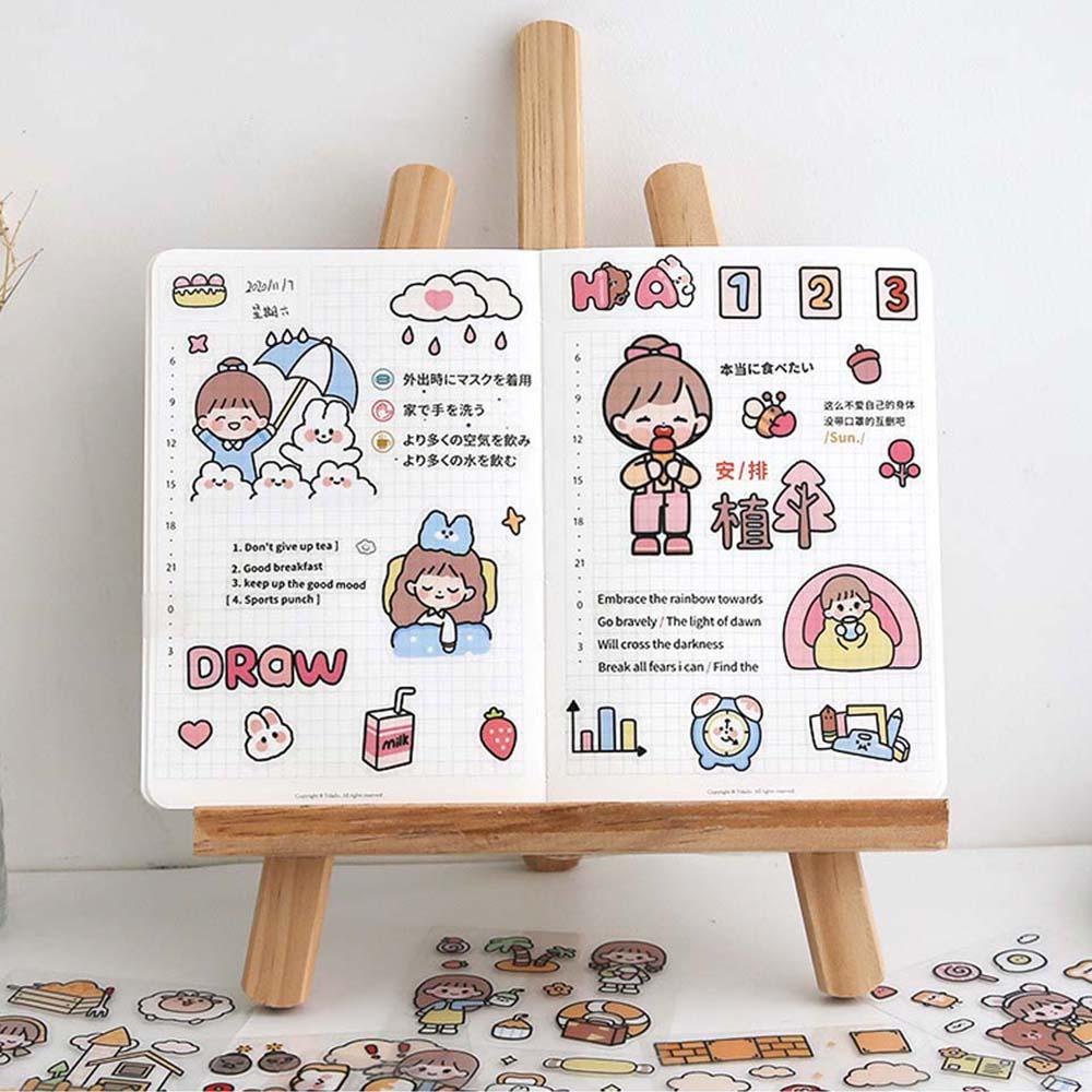 PEWANY Bộ Sticker Dán Sổ Tay Hình Thỏ Dễ Thương Chống Nước
