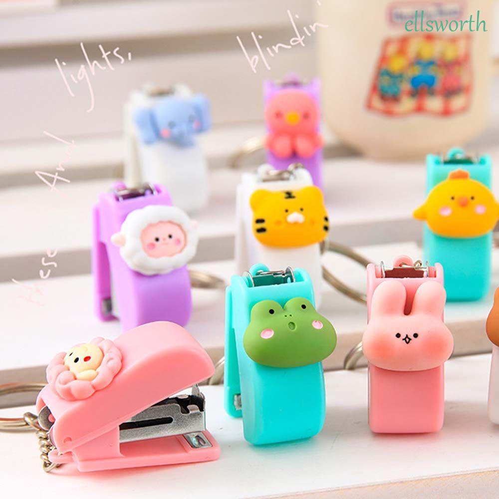 Dụng Cụ Dập Ghim Mini Bằng Kim Loại Họa Tiết Hoạt Hình + 10 Cây Bấm