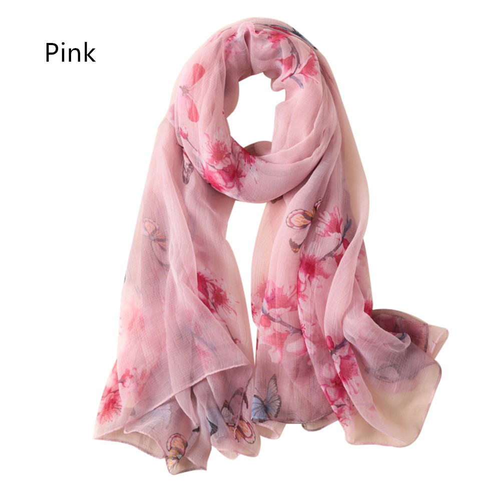 Khăn choàng cổ mềm in hoa bướm