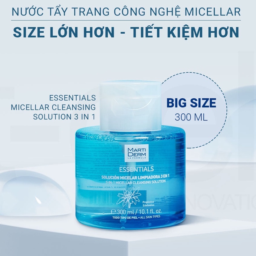Nước Tẩy Trang Martiderm Essentials Micellar Cleansing Solution 3 In 1