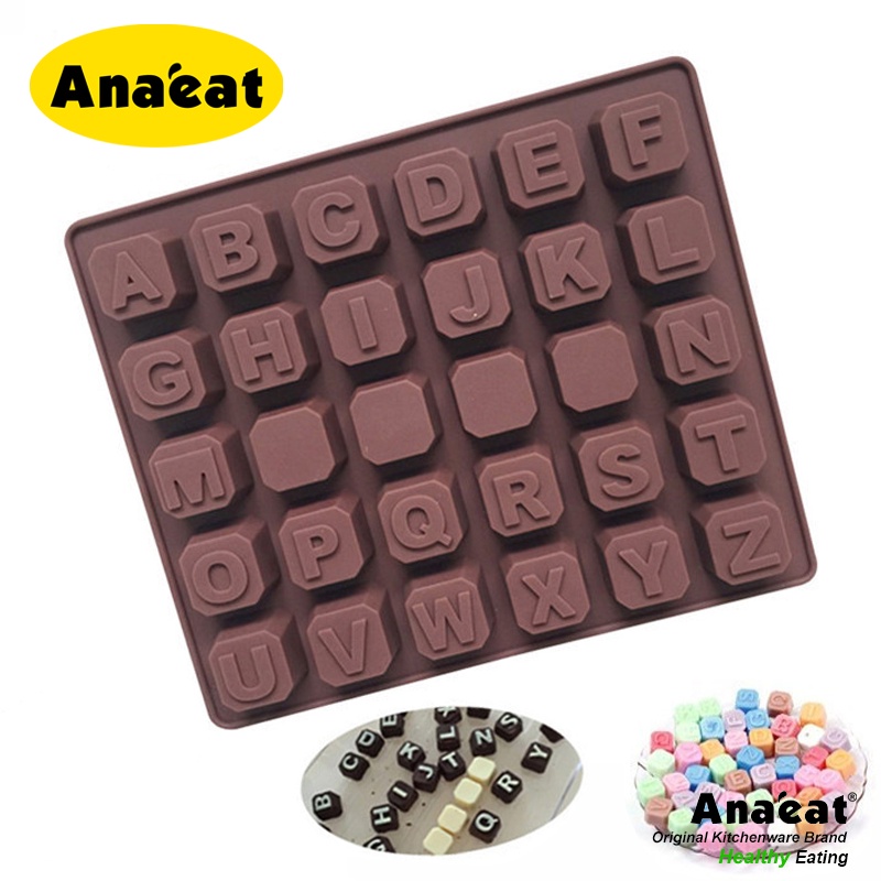 Khuôn silicone Anaeat làm bánh kẹo chocolate 26 ngăn hình chữ cái 15.5 x 18cm