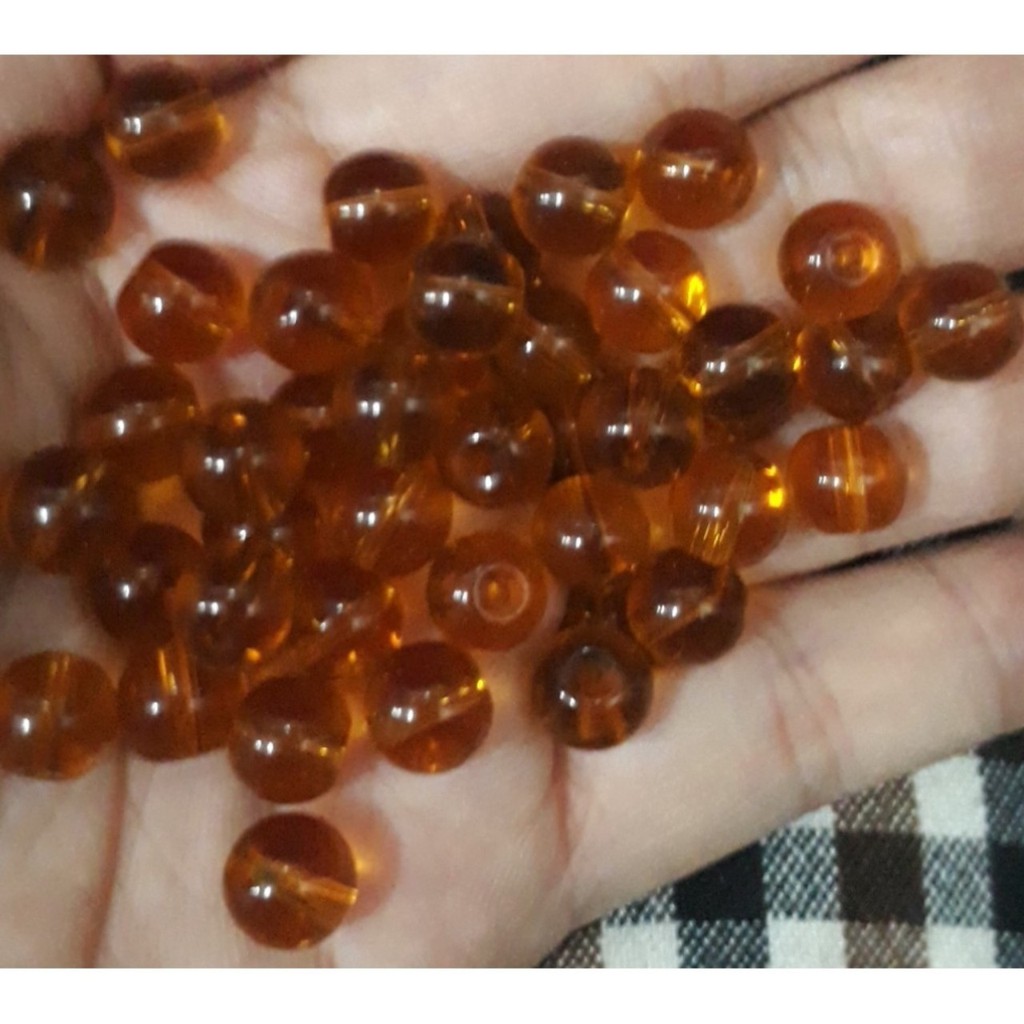 0.5kg hạt đá nhân tạo làm vòng màu vàng đậm size 8-10-12mm