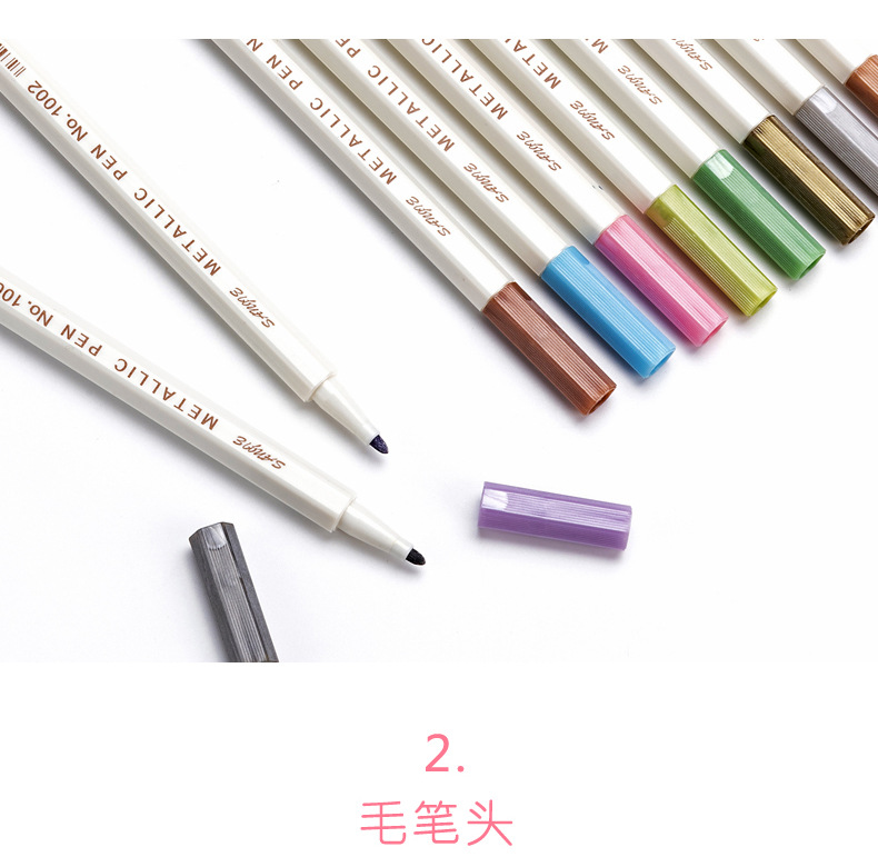 Bút brush pen, bút lông màu metalic ánh kim nhiều màu phụ kiện văn phòng phẩm SJ