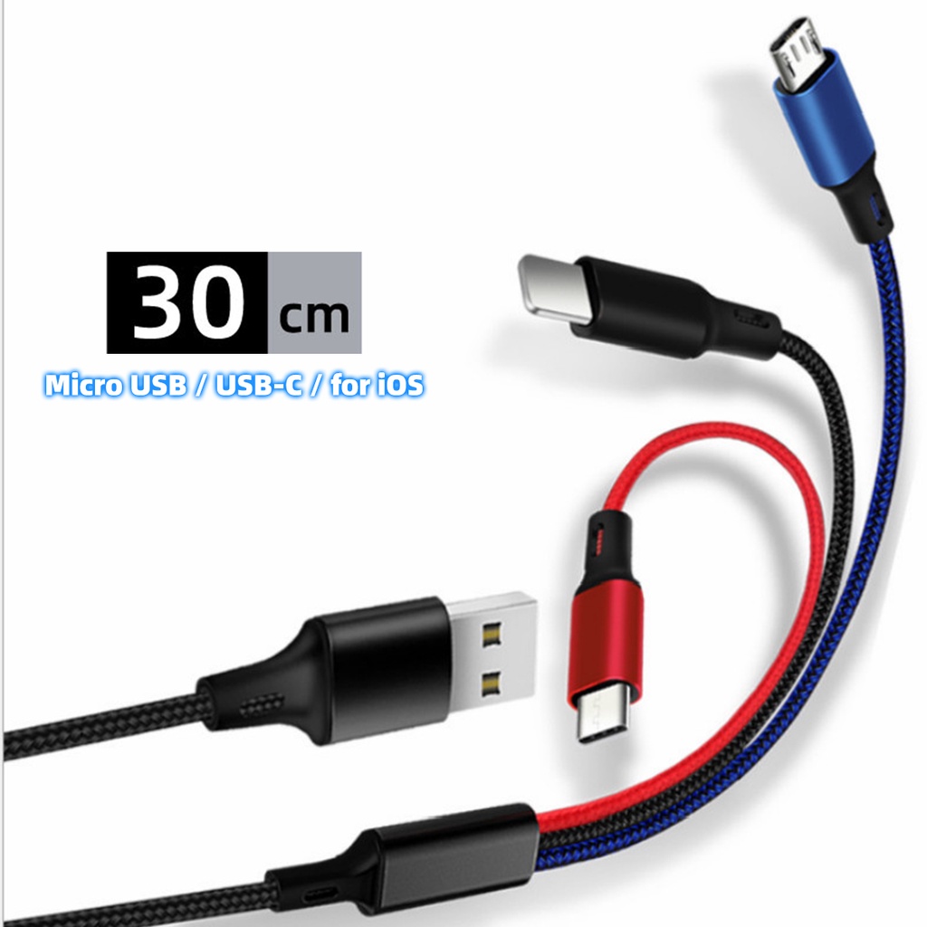Dây cáp sạc ngắn Fonken 2.4A 3 trong 1 thích hợp cho iPhone Huawei