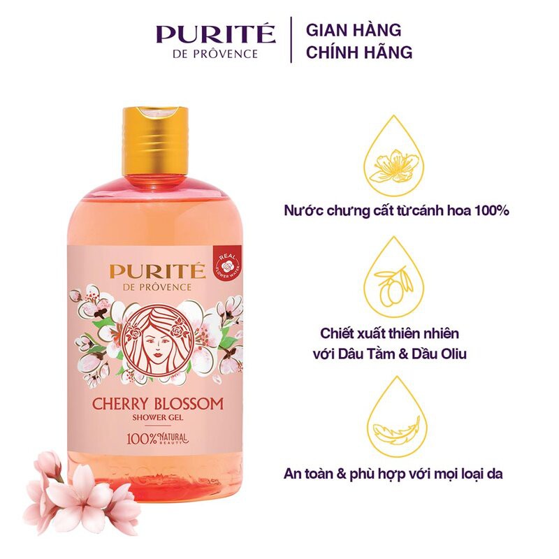 Sữa Tắm Purité Sáng Mịn Da Hương Hoa Anh Đào Cherry Blossom Shower Gel