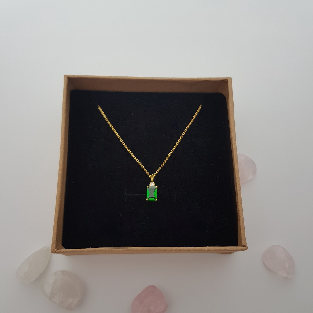 Dây chuyền bạc EVERMORE, vòng cổ mặt xanh ngọc bạc ý 925, phong cách minimalism, thanh lịch - D020
