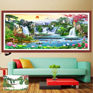 Tranh Thêu Chữ Thập Phong Cảnh 3D KT:120x55cm