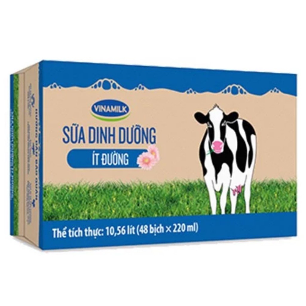 Thùng 48 Túi Sữa Vinamilk 220ml Có Đường / Ít Đường / Không Đường / Dâu / Socola (Giao Hàng: Grab / Now)
