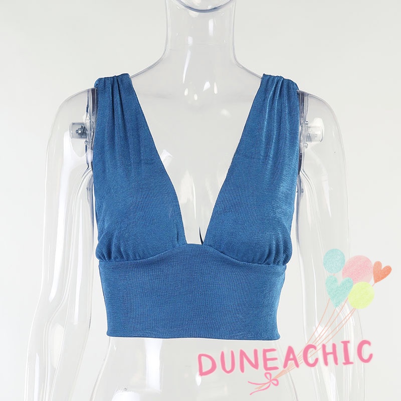 DUNEA Áo Tank Top Cổ Chữ V Hở Lưng Gợi Cảm Cho Nữ