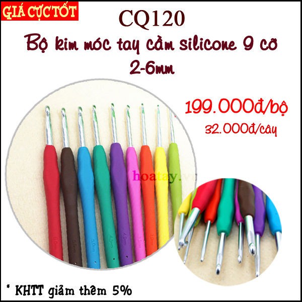 Bộ Kim móc tay cầm Silicone 9 cỡ