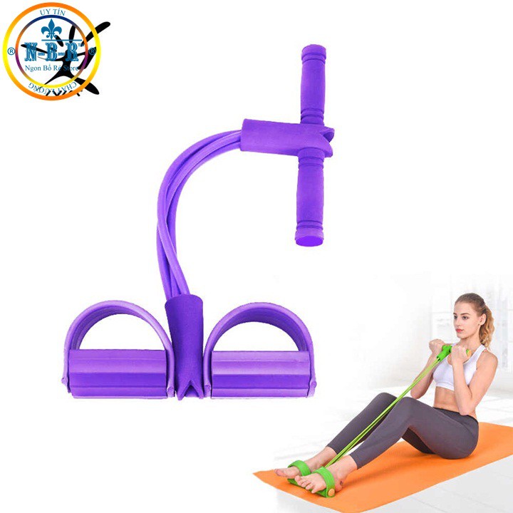 [FREESHIP] Dây Kéo Đàn Hồi 4 Ống Cao Su Bàn Đạp Chân, Dụng Cụ Tập GYM Thể Dục Săn Chắc Bụng Tay Vai Tại Nhà Cho Nam Nữ