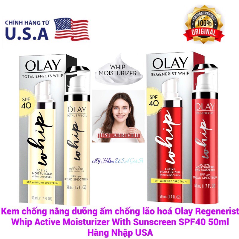 Kem chống nắng kiêm dưỡng ẩm chống lão hoá Olay Regenerist Whip spf40 hàng chuẩn Mỹ 50ml Hàng Nhập USA