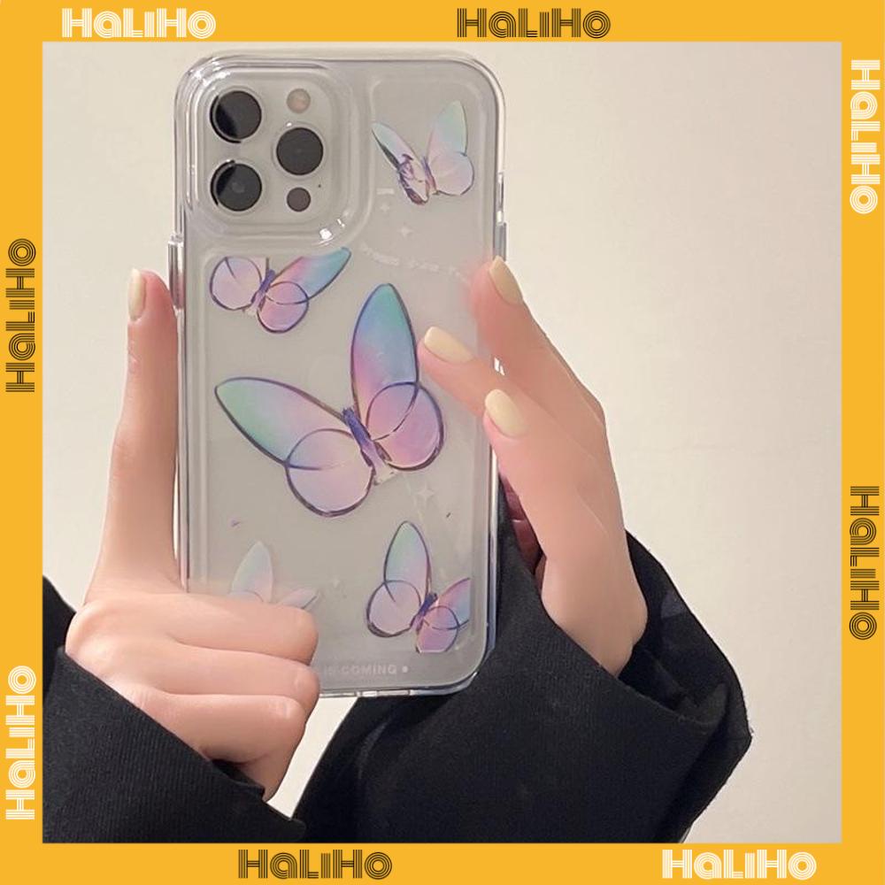 iPhone Case Clear Case Soft Thick TPU Shockproof HD Protection Camera Plating Button Gradient Butterfly For iPhone 13 Pro Max iPhone 12 Pro Max iPhone 11 iPhone 7 Plus