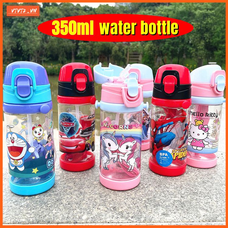 Cá Tuyết Trẻ Em Nước Sinh Viên Uống Tumbler 350Ml Không Mùi Không Rò Rỉ Hoạt Hình Ống Hút Ly Có Quai