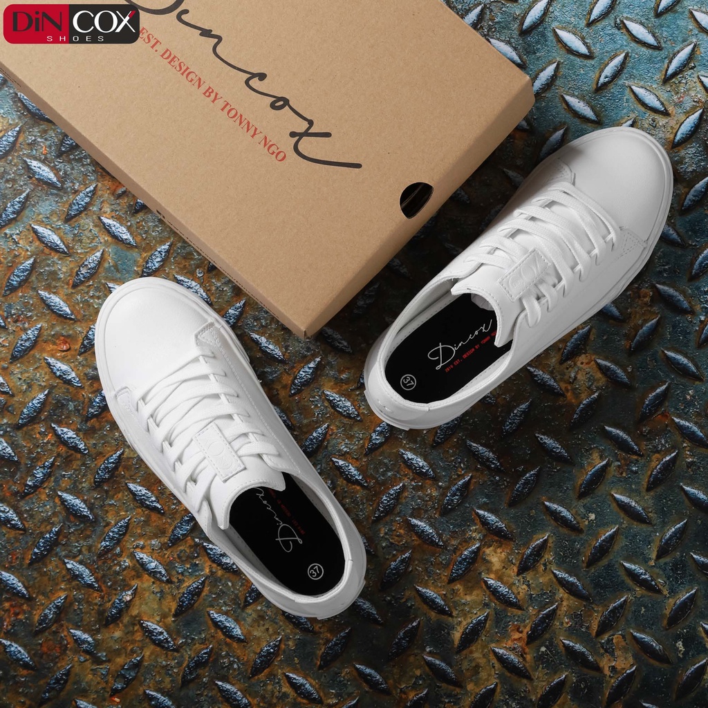 Giày Sneaker Da Unisex DINCOX D34 Sành Điệu White