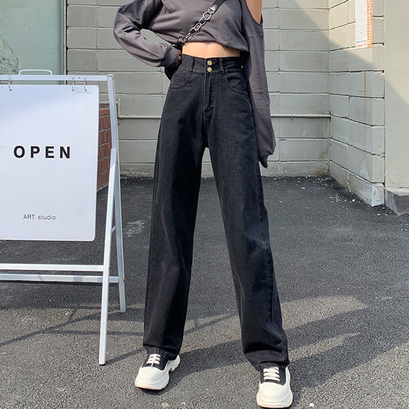 IELGY   Quần Jean Dài Dáng Rộng Thiết Kế Dễ Phối Đồ Thời Trang Cho Nữ