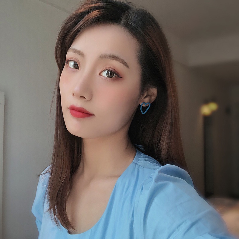 [Hàng Sẵn] Bông Tai Trái Tim Màu Xanh Tươi Mát