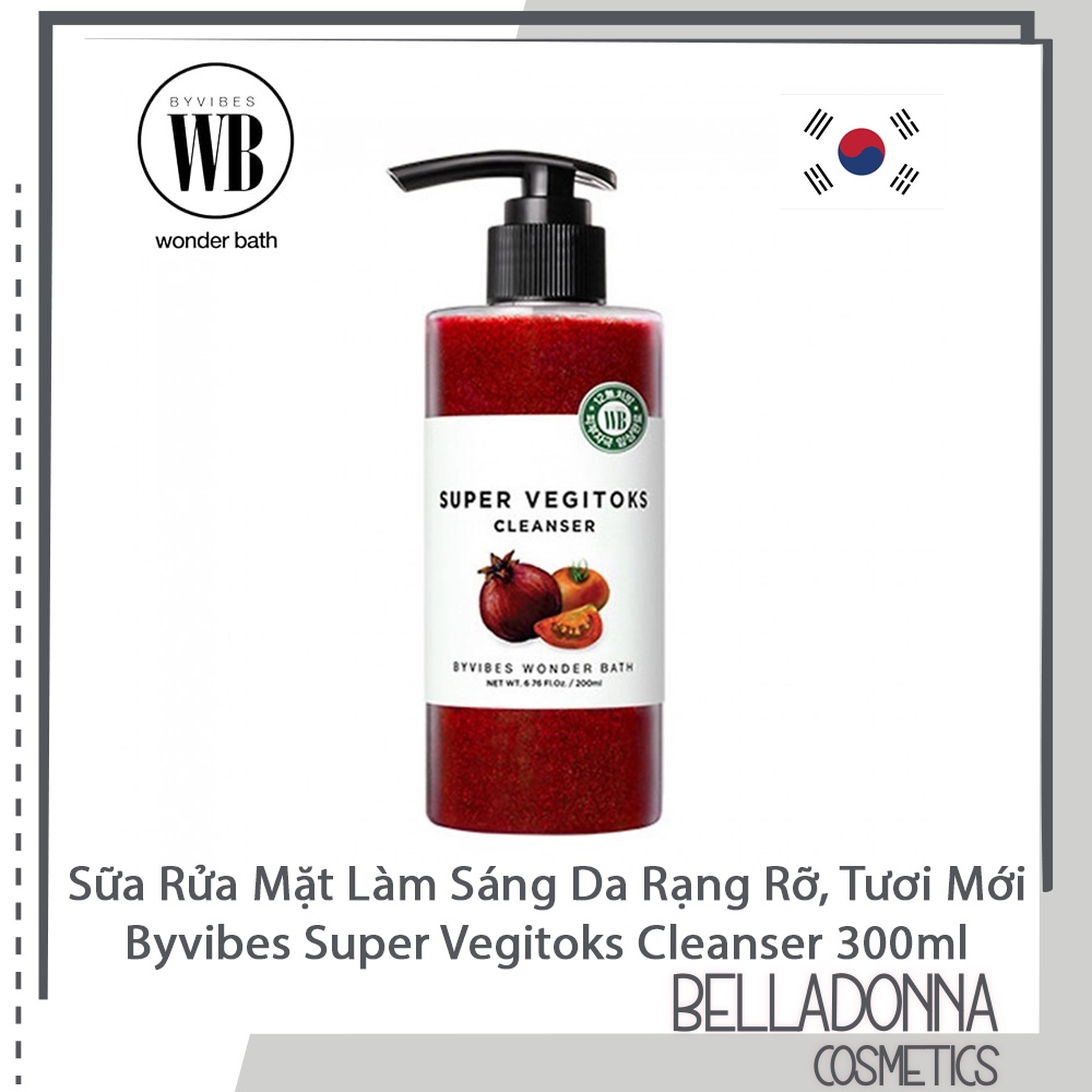 [CHÍNH HÃNG] Sữa Rửa Mặt Rau Củ Làm Sáng Da Rạng Rỡ, Tươi Mới Byvibes Super Vegitoks Cleanser 300ml [Đỏ]