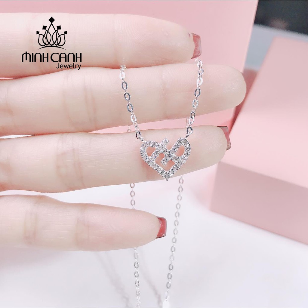Dây Chuyền Bạc Trái Tim Cách Điệu Đính Đá - Minh Canh Jewelry