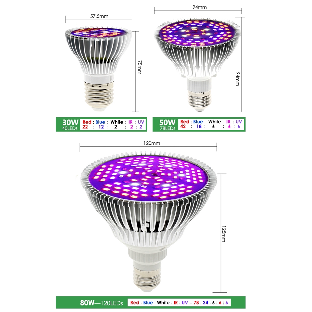 Bóng Đèn Led Quang Phổ 220v E27 30w 50w 80w