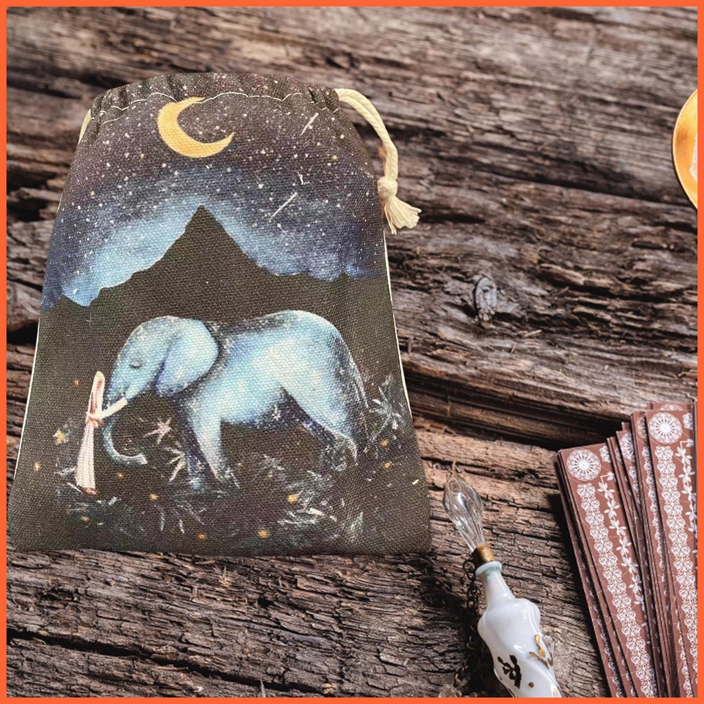 Túi Dây Rút Đựng Bài Tarot Hình Voi Và Mặt Trăng