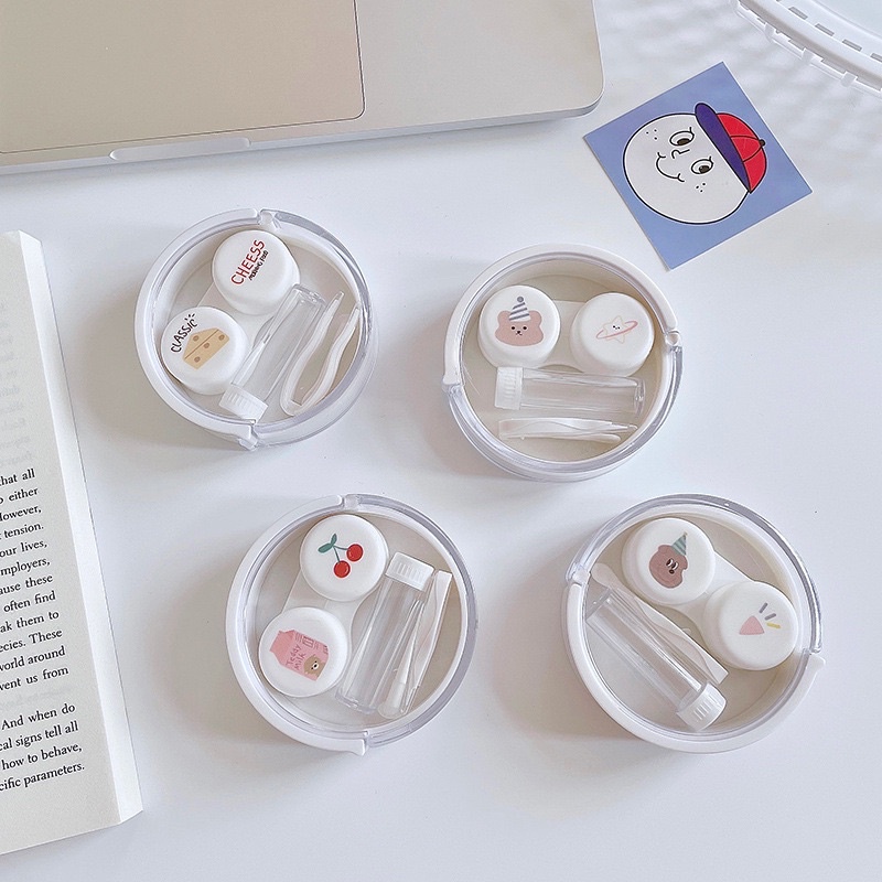 Khay Gương Tròn Trắng Mẫu Mới - Case Đựng Lens