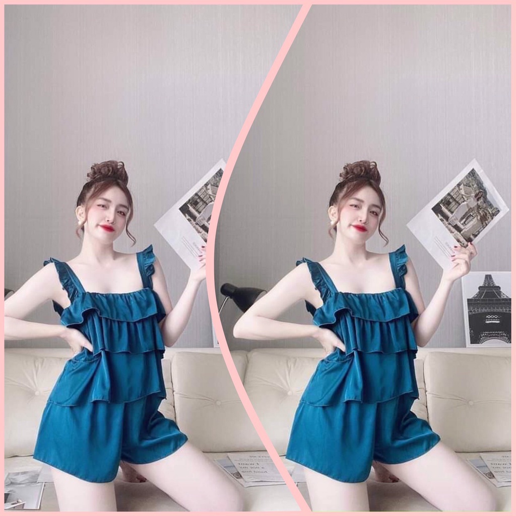 [Mã FAMARAL2 giảm 10K đơn 50K] Đồ ngủ sexy nữ FREE SHIP Đồ ngủ hai dây chất lụa satin 4 tầng bèo chất mịn quyến rũ