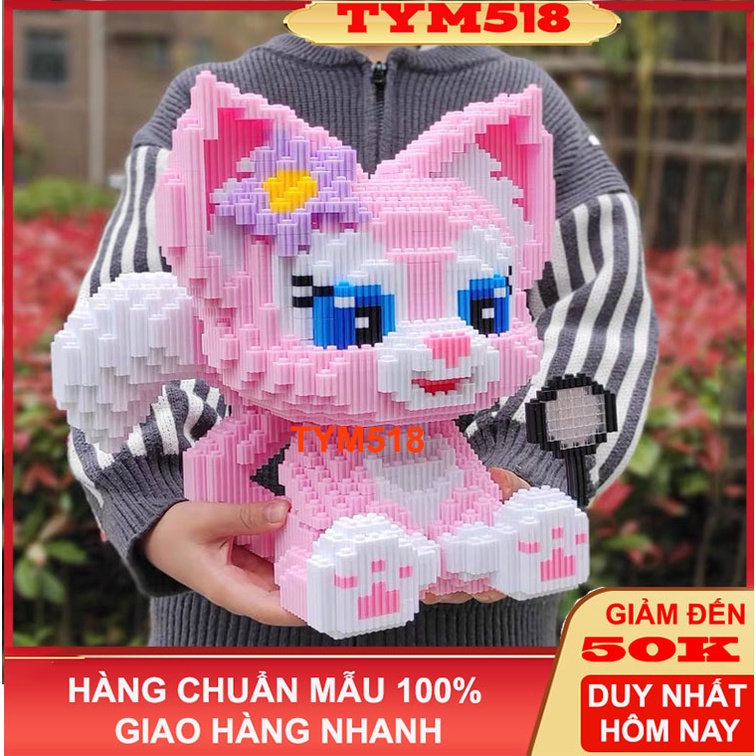 Xếp hình cáo hồng thỏ tím Stella Lou cỡ lớn 26cm nhân vật hoạt hình nano 3D lắp ráp mô hình cỡ lớn Chuẩn Mẫu