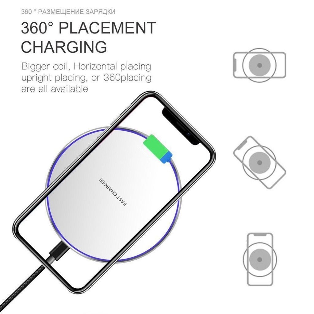 Đế Sạc Không Dây Wireless Charger Sạc Nhanh Qi Dành Cho IPhone 8 Trở Lên Và các Dòng Điện Thoại Khác Cực Kì Tiện Lợi