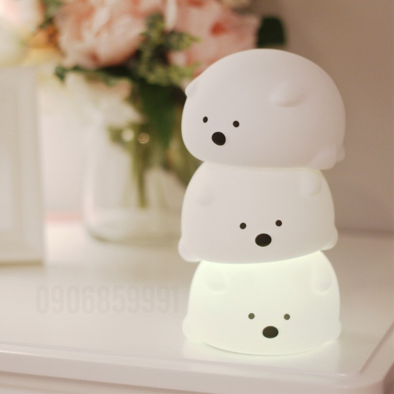 Đèn ngủ trang trí,đèn led silicon cảm ứng gấu mèo có remote - (JM-04)