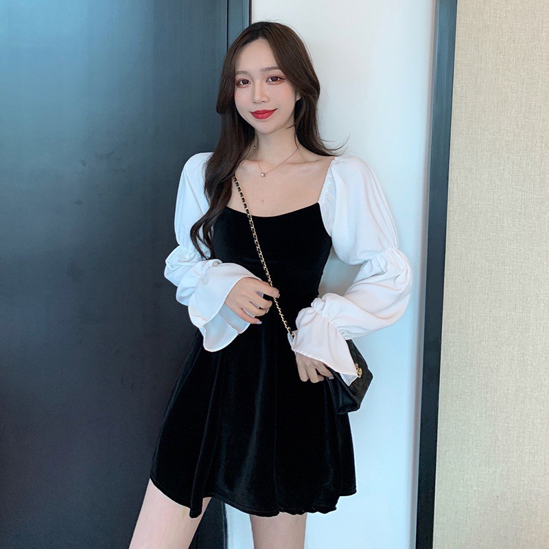 Đầm Nhung Tay Phồng