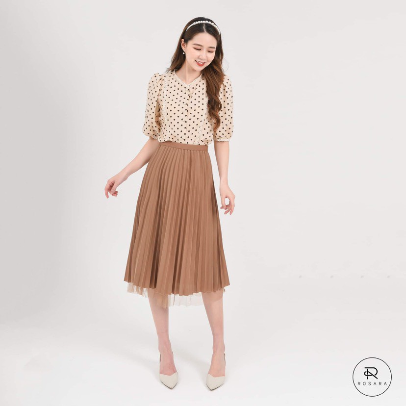 Áo sơ mi thời trang nữ cổ tròn viền ren Rosara AM62 | BigBuy360 - bigbuy360.vn