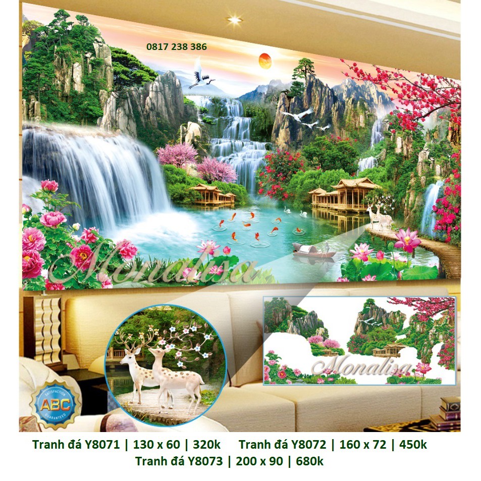 Tranh đính đá phong cảnh đẹp tuyệt Y8271 , Y8272 , Y8273