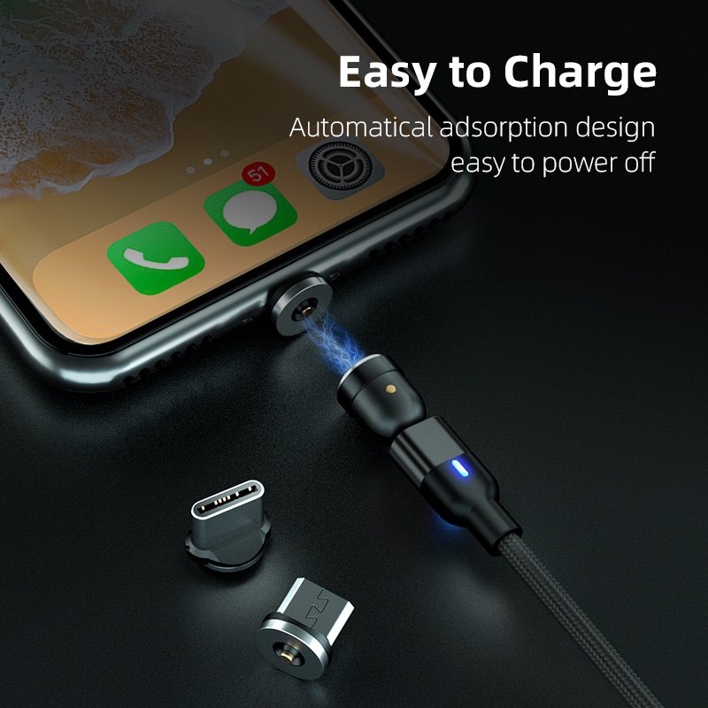 Cáp sạc AUFU 540 độ từ tính thích hợp cho Iphone Xiaomi