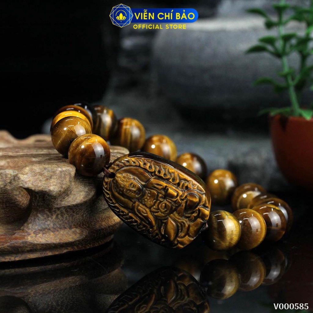 Vòng tay phong thủy đá mix mặt phật vàng 10mm thời trang phụ kiện trang sức Viễn Chí Bảo V000585