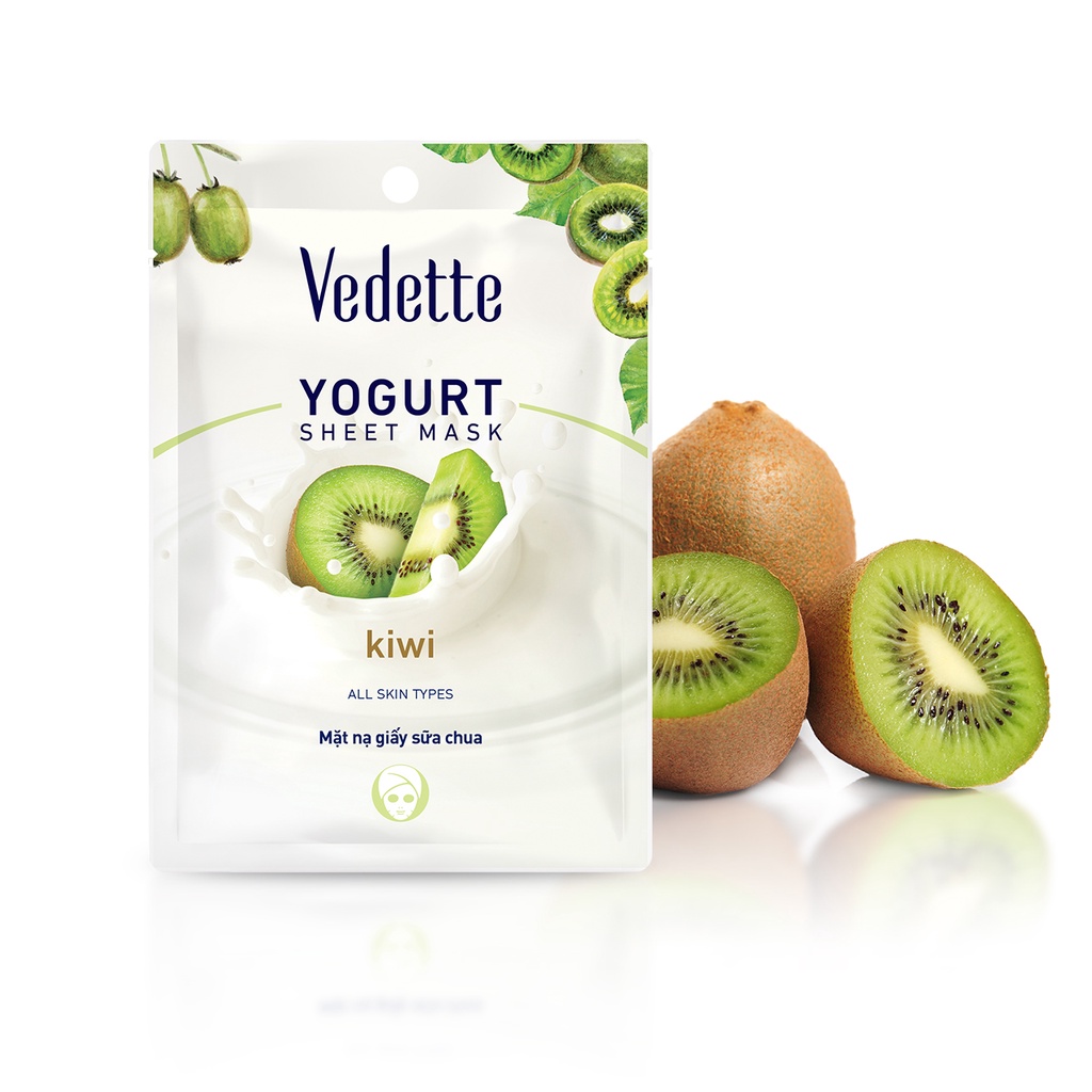 Mặt nạ giấy sữa chua Vedette Kiwi 22g - YOGURT SHEET MASK KIWI