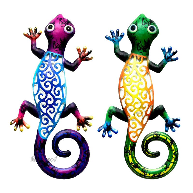 [KESOTO1]2xWall Hanging Gecko Artworkd Decorative Lizard Outdoor Garden Decor  Blue