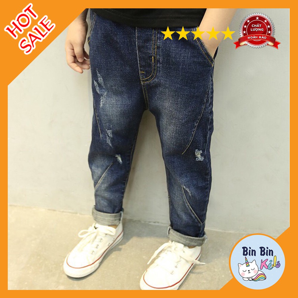 Quần Bò Baggy Bé Trai Size Đại Từ 5 Đến 16 Tuổi_Quần Jeans Bé Trai Xuất Hàn Cao Cấp_Quần Bò Rách Phong Cách, Cá Tính