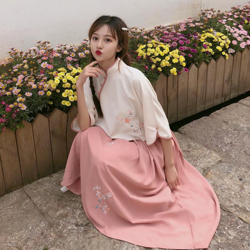 Set Áo Khoác Thêu Họa Tiết + Chân Váy Lưng Cao Xinh Xắn Dành Cho Nữ | BigBuy360 - bigbuy360.vn