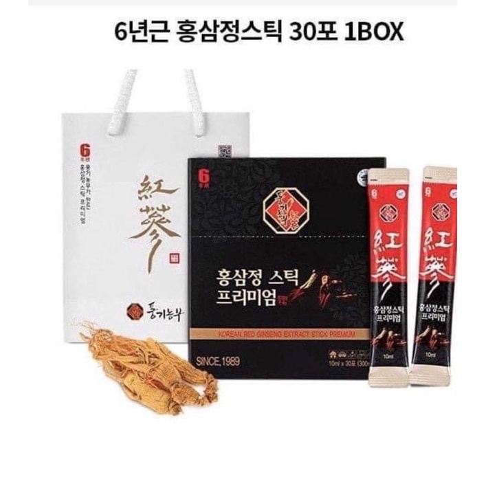 [Có bill]Hồng Sâm 6 Năm Cao Cấp KOREA RED GINSENG EXTRACT STICK PREMIUM 30 gói*10ml( kèm túi hãng)