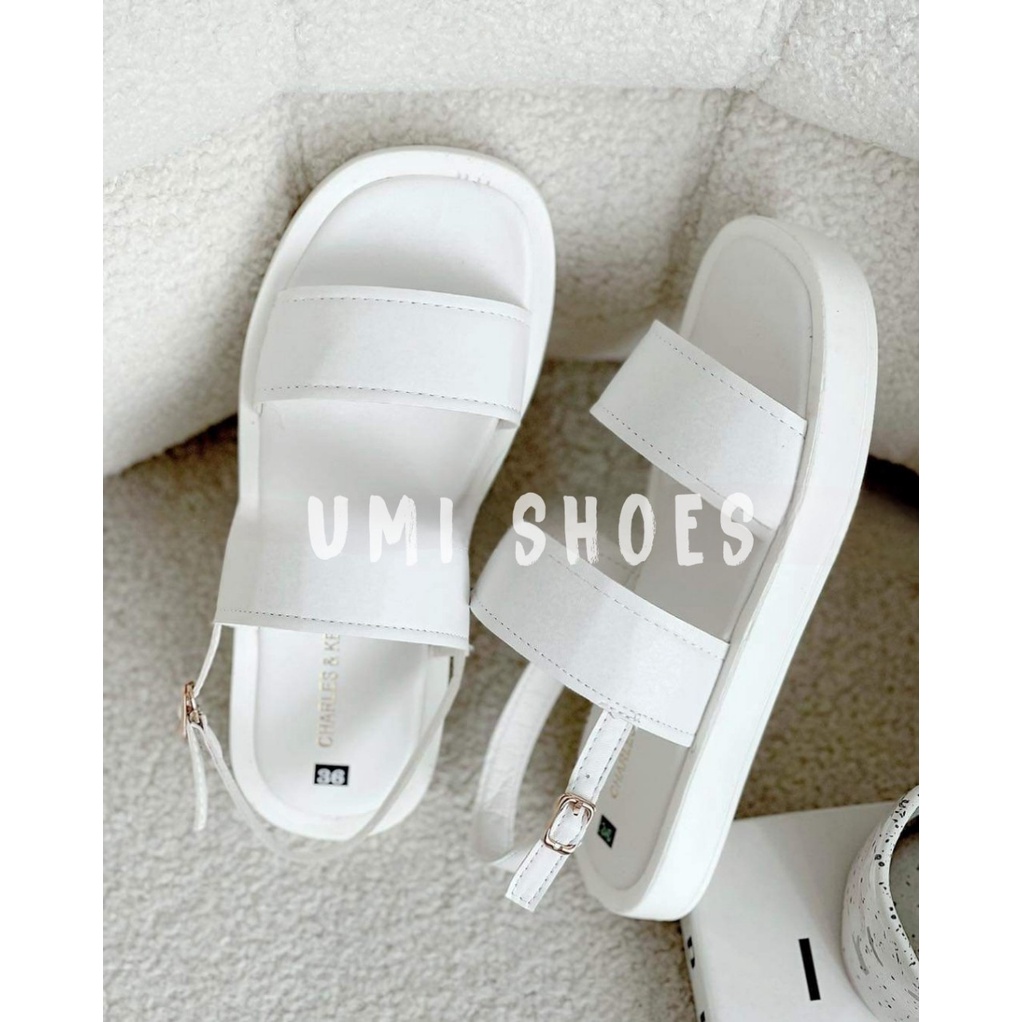 Giày Sandal Nữ Quai Ngang Hậu Đế Bằng Cao 3 CM Độn dáng Dép học sinh Hot Mới Đen/Trắng đi biển đi học đẹp xinh