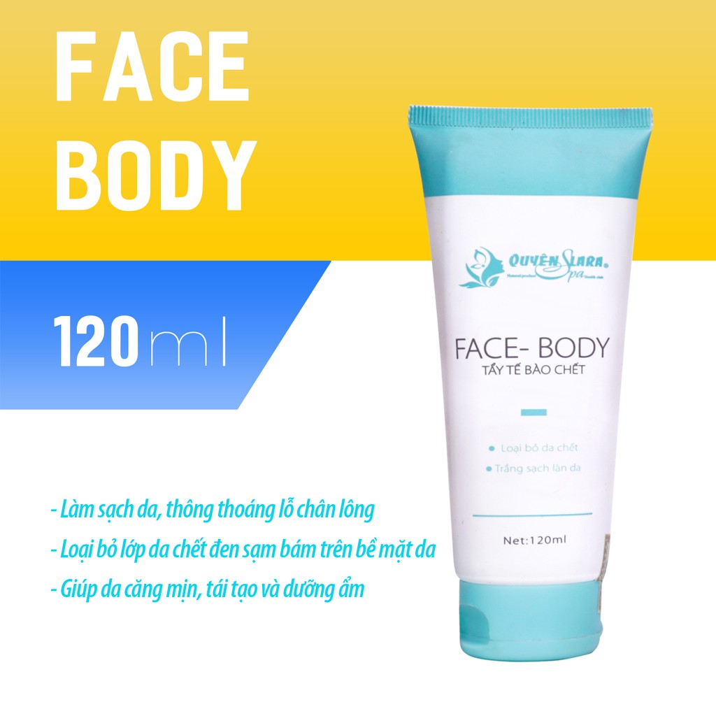 Tẩy Tế Bào Chết Face - Body Quyên Lara (120ml) - Gel tẩy tế bào chế trên da  - Mỹ phẩm thiên nhiên Quyên Lara