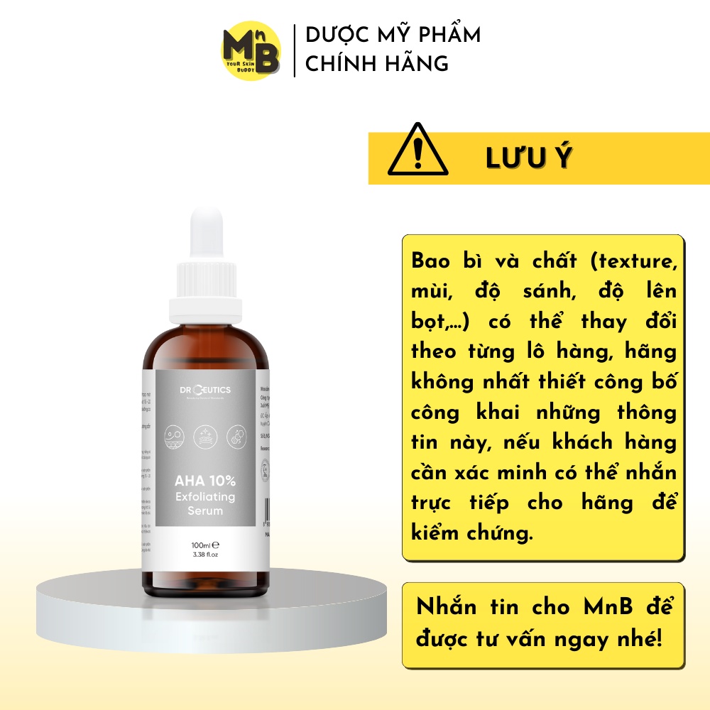 Tinh Chất AHA DrCeutics Tẩy Da Chết Làm Sáng Và Chống Lão Hóa Da 100ml 30ml