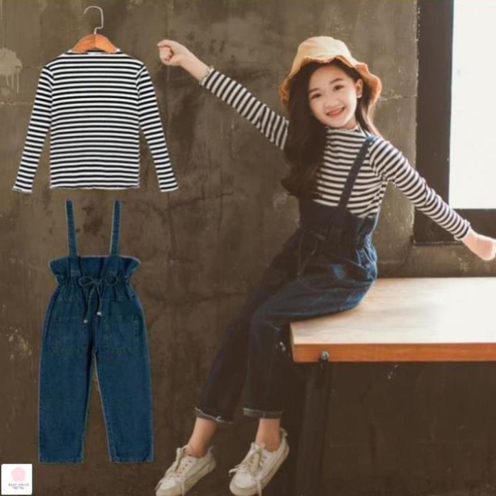 Thời trang cho bé gái 14 tuổi ☑️ Set áo thun và quần yếm ☑️ yếm quần cho bé gái 12 tuổi 30kg 35kg 40k