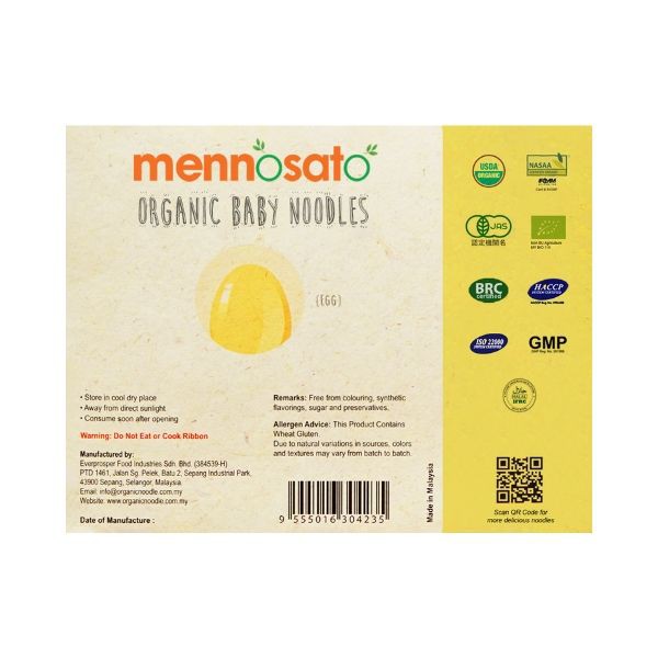 Mì Rau Củ Hữu Cơ Cho Bé Vị Trứng MenNoSato 200g - Xuất xứ Malaysia