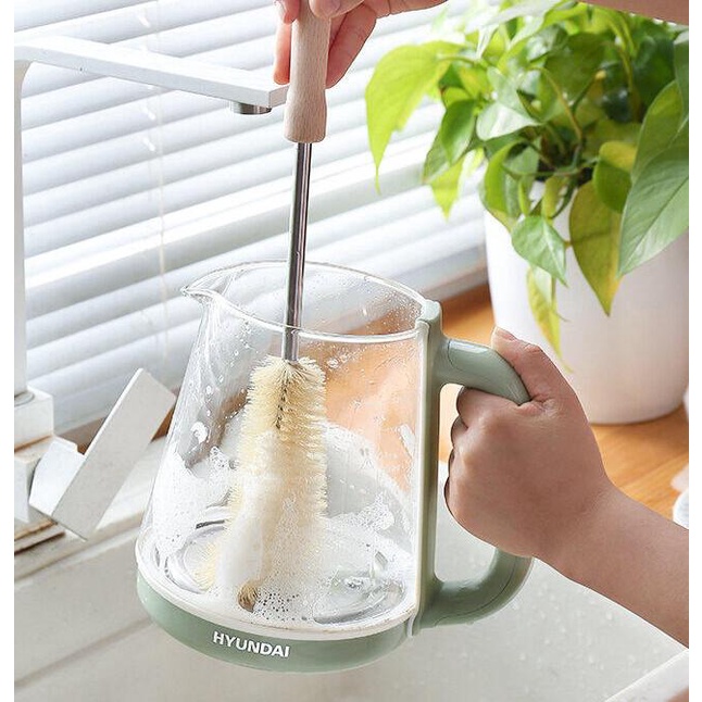 [Có sẵn] Dụng cụ cọ rửa vệ sinh chai lọ , các loại cốc chén cao thành chuyên dụng có tay cầm gỗ -  hotdeal365