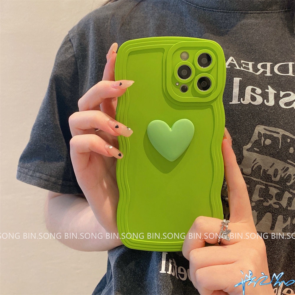 Ốp Điện Thoại Màu Xanh Lá Matcha 3D Thời Trang Cho iPhone 7 Plus 8 Plus 11 12 13 6 6S Plus X XR XS Max