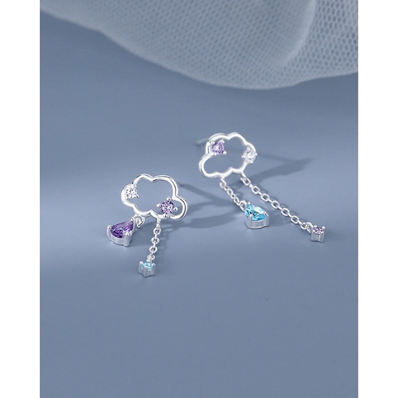 Nzjr Đôi Bông Tai Mạ Bạc 925 Hình Đám Mây Thời Trang Sang Trọng